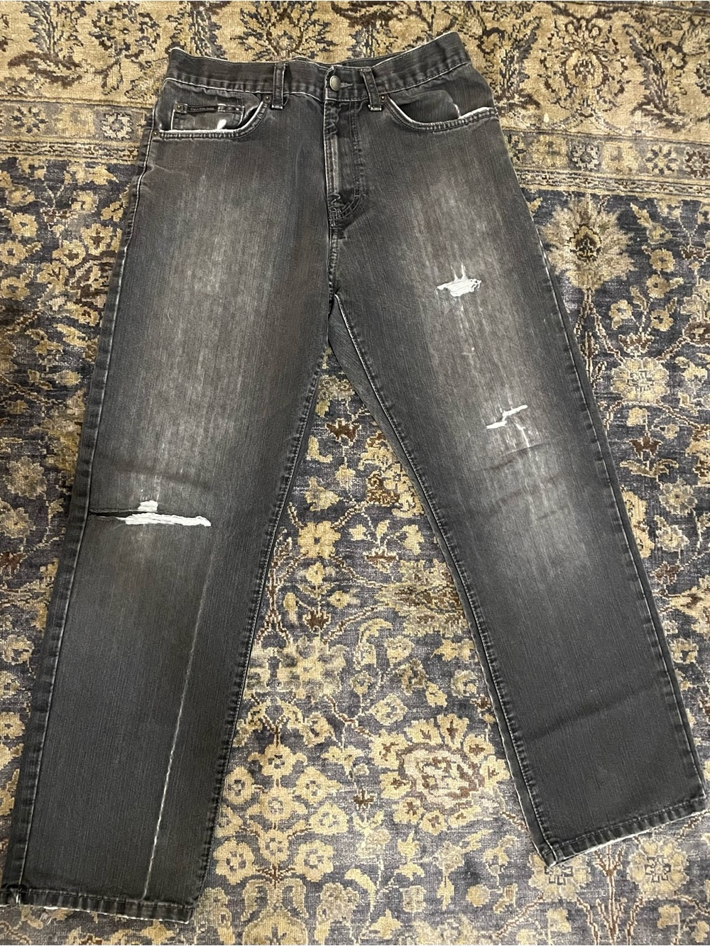 Calvin Klein Jeans Men's Charcoal Distressed Relaxed 90’s Jeans